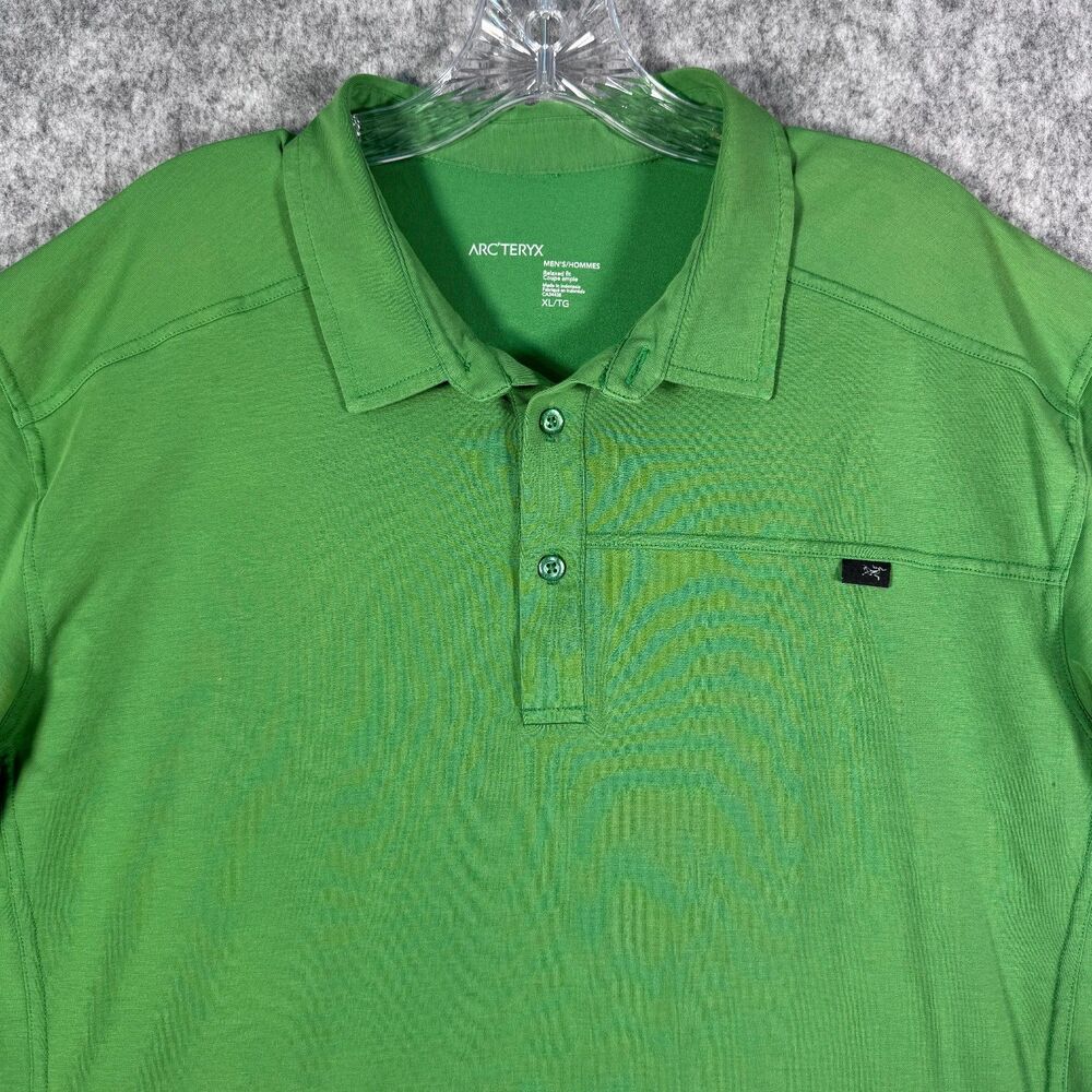 Arcteryx Captive Polo Shirt Mens XL Green Discoloration Armpits Bleach Specks